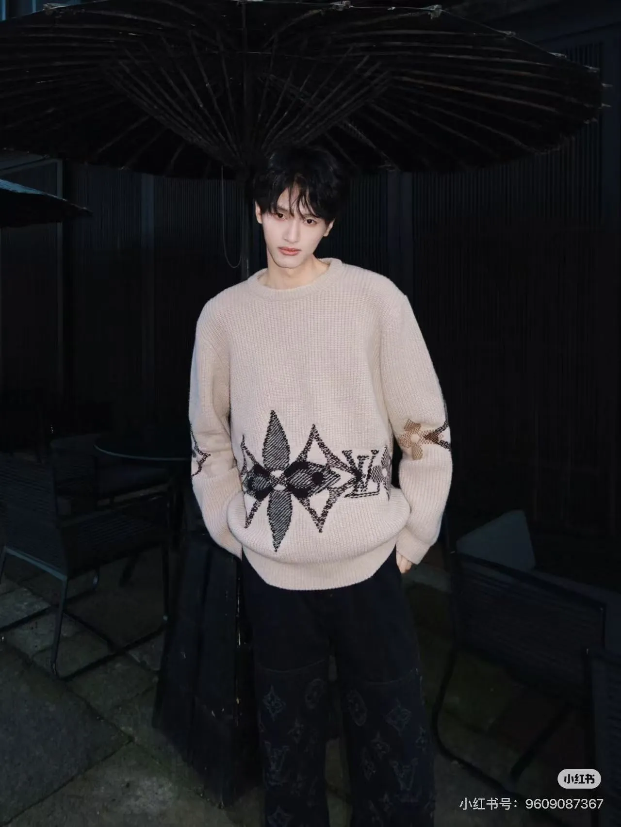 Louis Vuitton/Louis Vuitton 26ss embroidered ripped logo jeans